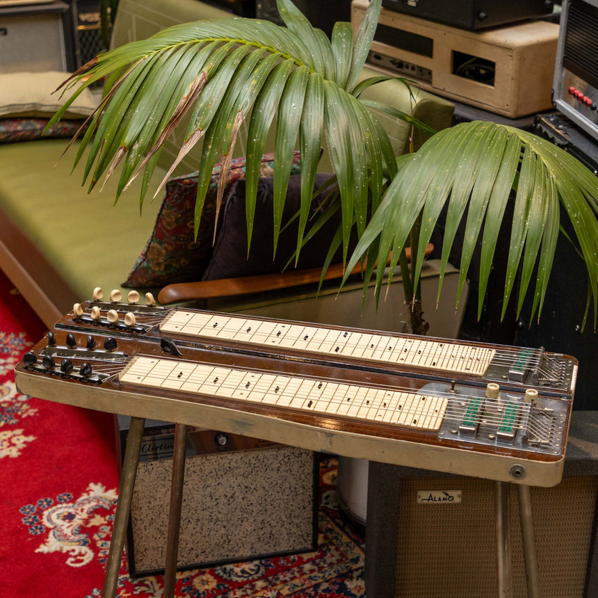 Teisco Double Neck Steel 1950's - Natural and Black With OHSC