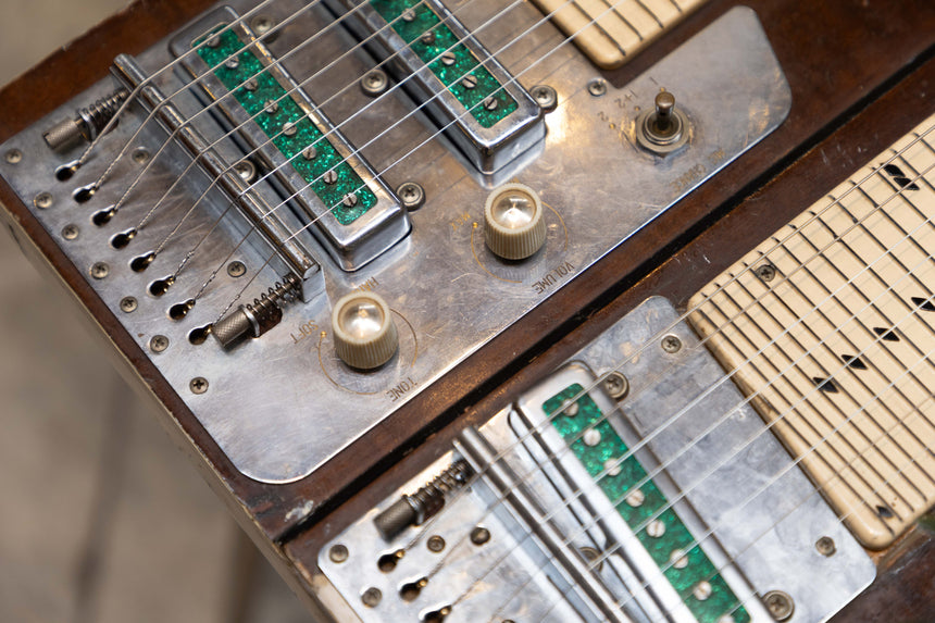 Teisco Double Neck Steel 1950's - Natural and Black With OHSC