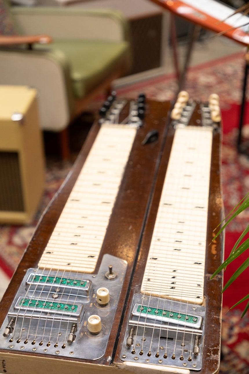 Teisco Double Neck Steel 1950's - Natural and Black With OHSC