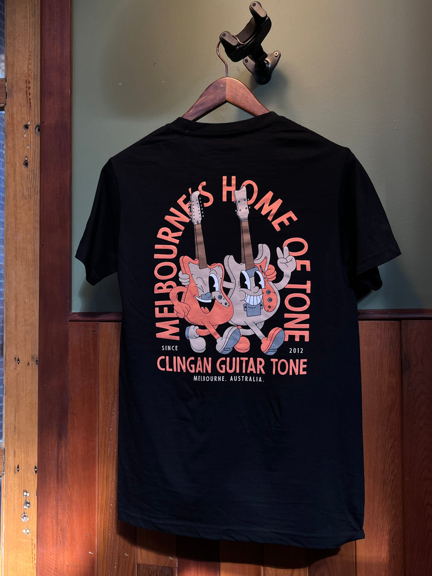 Clingan guitar Tone T-shirt (Black and Orange)