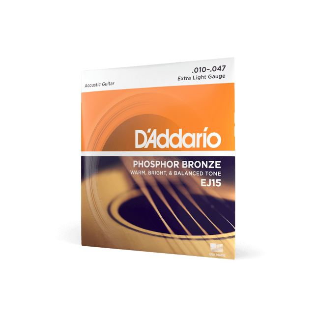 D'Addario 10-47 EXTRA LIGHT, PHOSPHOR BRONZE ACOUSTIC GUITAR STRINGS