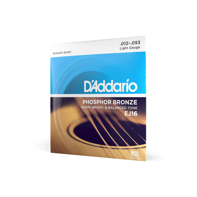 D'Addario 12-53 LIGHT, PHOSPHOR BRONZE ACOUSTIC GUITAR STRINGS