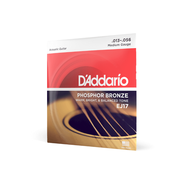 D'Addario 13-56 MEDIUM, PHOSPHOR BRONZE ACOUSTIC GUITAR STRINGS