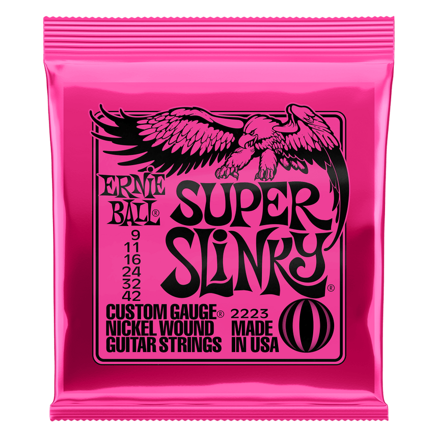 ERNIE BALL SUPER SLINKY NICKEL WOUND ELECTRIC GUITAR STRINGS 9-42 GAUGE