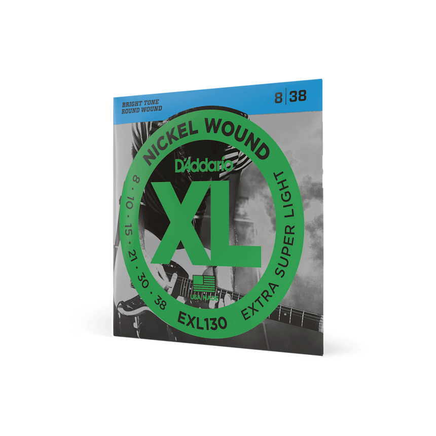 D'Addario 08-38 EXTRA SUPER LIGHT, XL NICKEL ELECTRIC GUITAR STRINGS