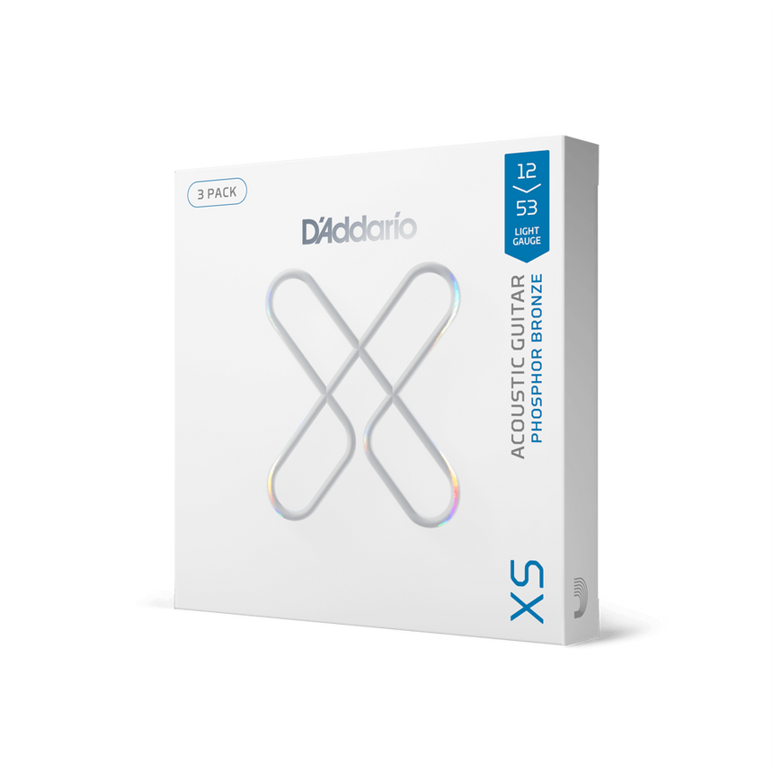 D'Addario 12-53 LIGHT, XS PHOSPHOR BRONZE COATED ACOUSTIC GUITAR STRINGS